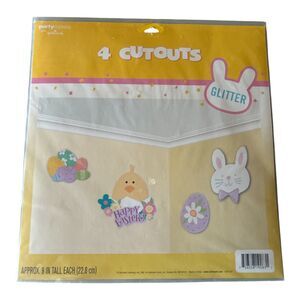 Party Express Hallmark Happy Easter Bunny Egg Glitter Cutout Decorations *New